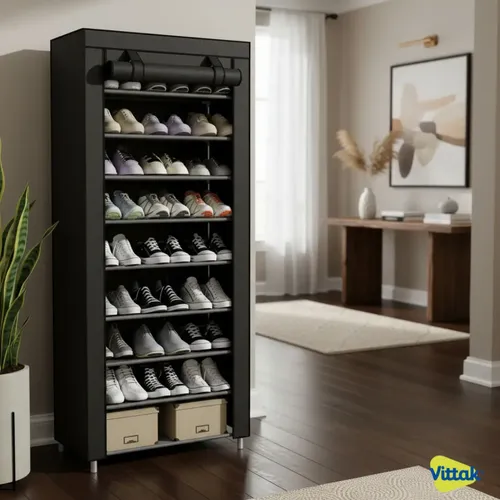 Vittak Sapateira 9 Prateleiras Organizador De Sapatos Tnt Cor Preto