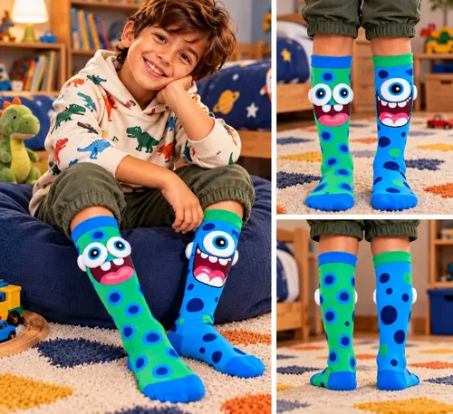 Meia Infantil 3d Cano Alto Divertida Menino E Menina